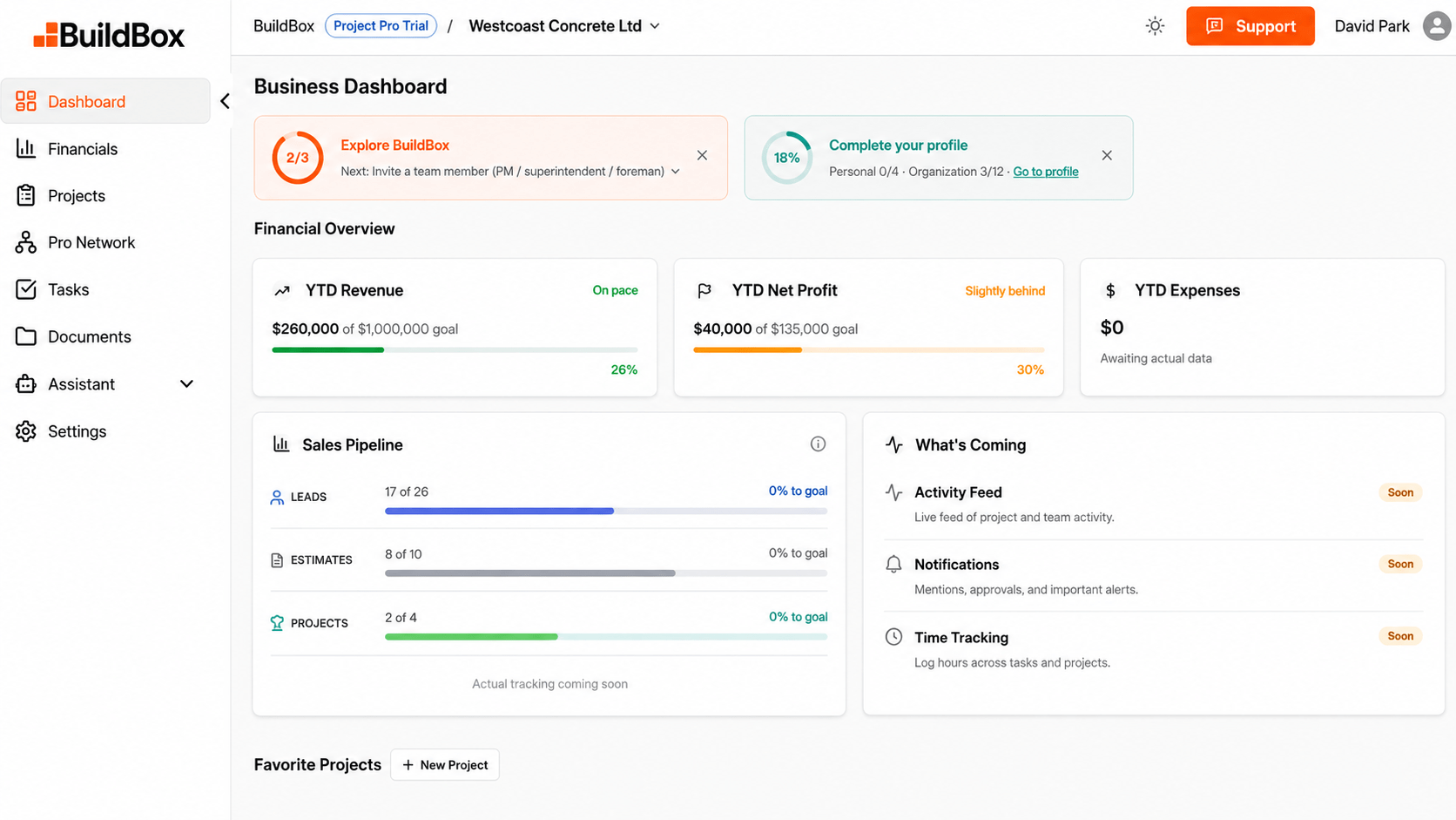 BuildBox platform dashboard